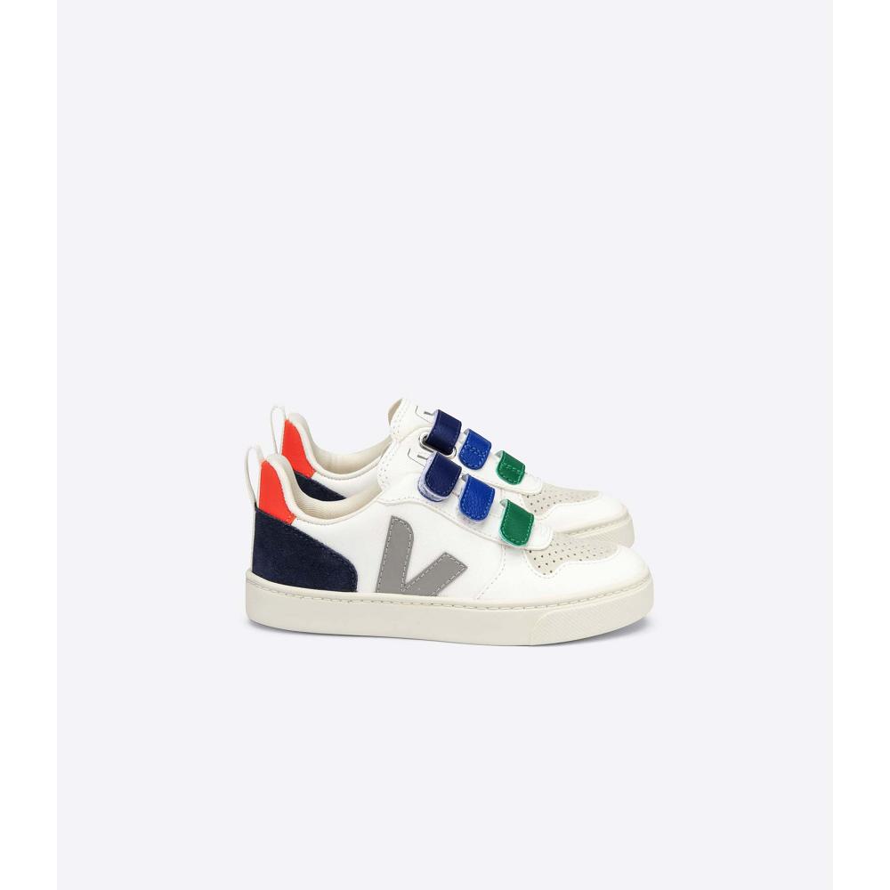 Veja V-10 CHROMEFREE Sko Barn White/Blue | NO 742NWY